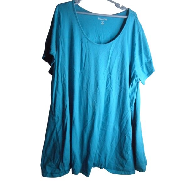 Roaman's Tops - Roaman's Scoop Neck Swing tunic Tee Size 3x 30/32 Teal Blue